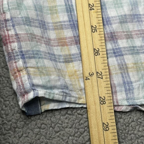 Peter Millar Shirt Mens Large Multi Plaid Linen Button Down Long Sleeve Casual - Picture 15 of 15
